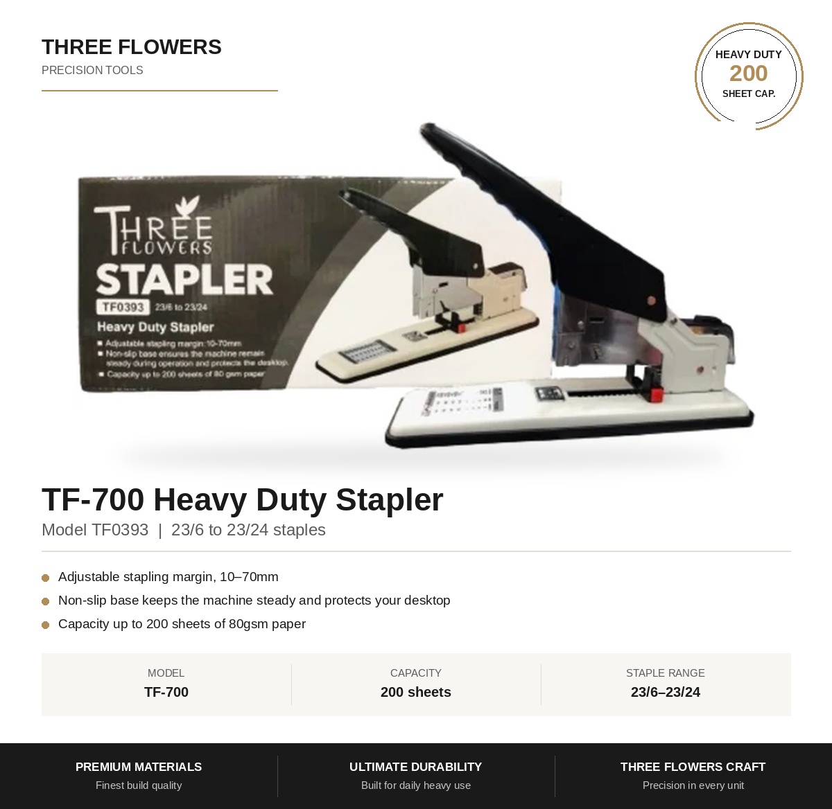 Three Flowers Stapler TF0393 (Heavy Duty)