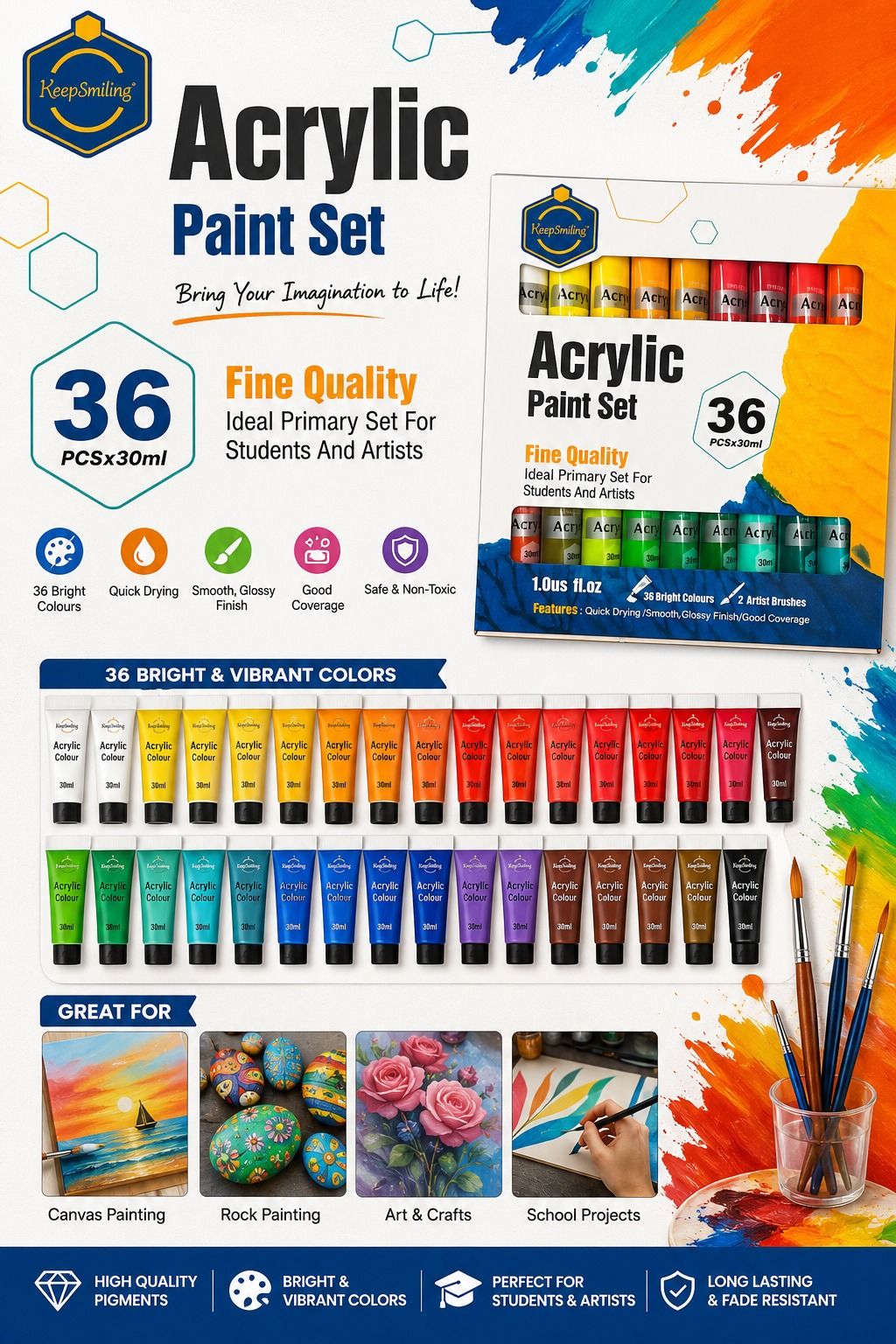 Acrylic Paint Set (36 PCS)