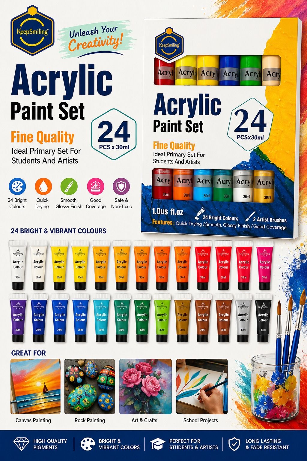 Acrylic Paint Set (24 PCS)